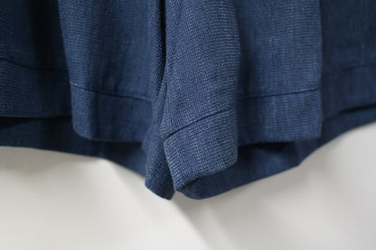 秋冬・小香風金鈕混色棉麻短褲 2色入 1W00108