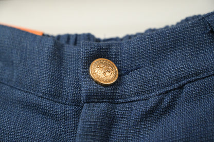 秋冬・小香風金鈕混色棉麻短褲 2色入 1W00108