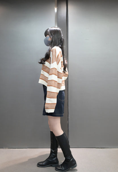 秋冬・側拼布明線扯布假裙褲 2色入 1W00115