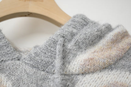 秋冬・撞色心心柔軟帶帽毛衣 2色入1W60112