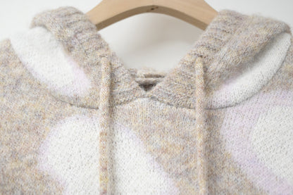 秋冬・撞色心心柔軟帶帽毛衣 2色入1W60112