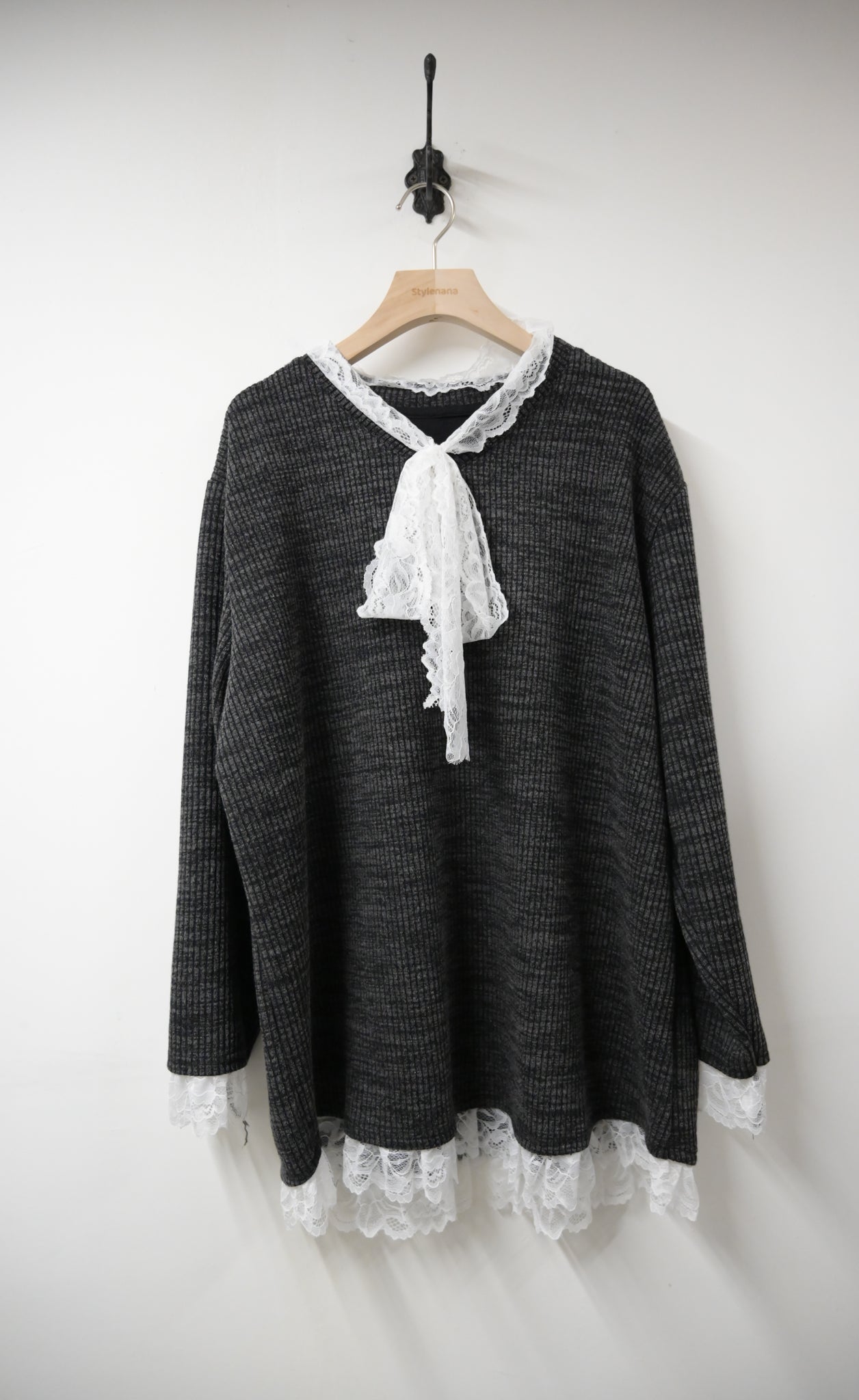 秋冬・LACE領彈性布料親膚連身裙 2色入 1W60113