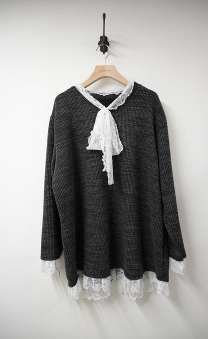 秋冬・LACE領彈性布料親膚連身裙 2色入 1W60113