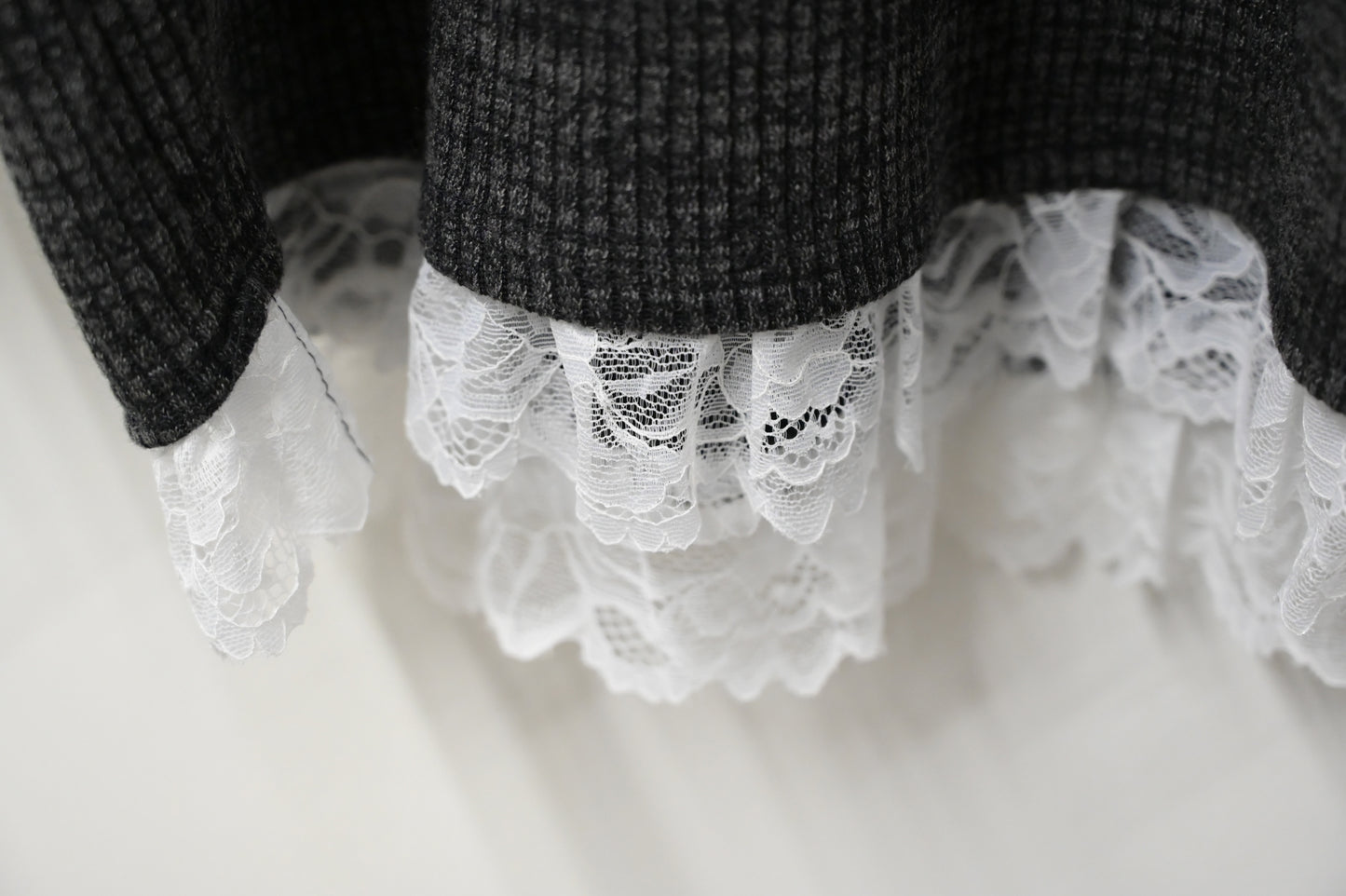 秋冬・LACE領彈性布料親膚連身裙 2色入 1W60113