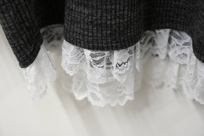 秋冬・LACE領彈性布料親膚連身裙 2色入 1W60113