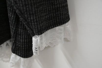 秋冬・LACE領彈性布料親膚連身裙 2色入 1W60113