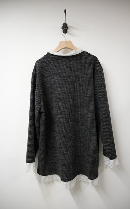 秋冬・LACE領彈性布料親膚連身裙 2色入 1W60113