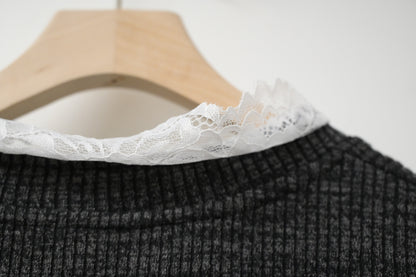 秋冬・LACE領彈性布料親膚連身裙 2色入 1W60113