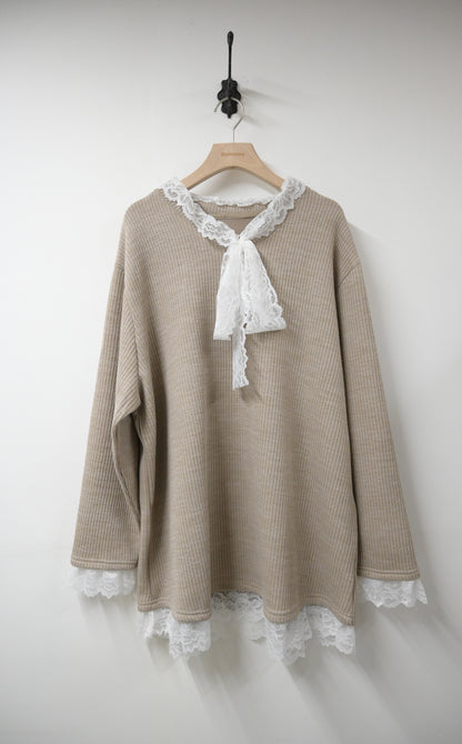 秋冬・LACE領彈性布料親膚連身裙 2色入 1W60113