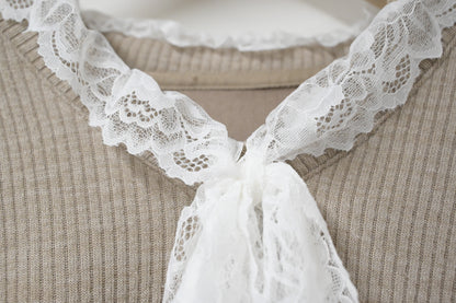 秋冬・LACE領彈性布料親膚連身裙 2色入 1W60113