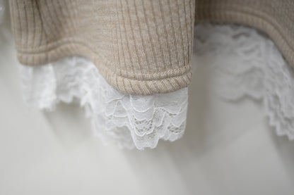 秋冬・LACE領彈性布料親膚連身裙 2色入 1W60113