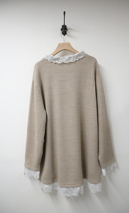 秋冬・LACE領彈性布料親膚連身裙 2色入 1W60113