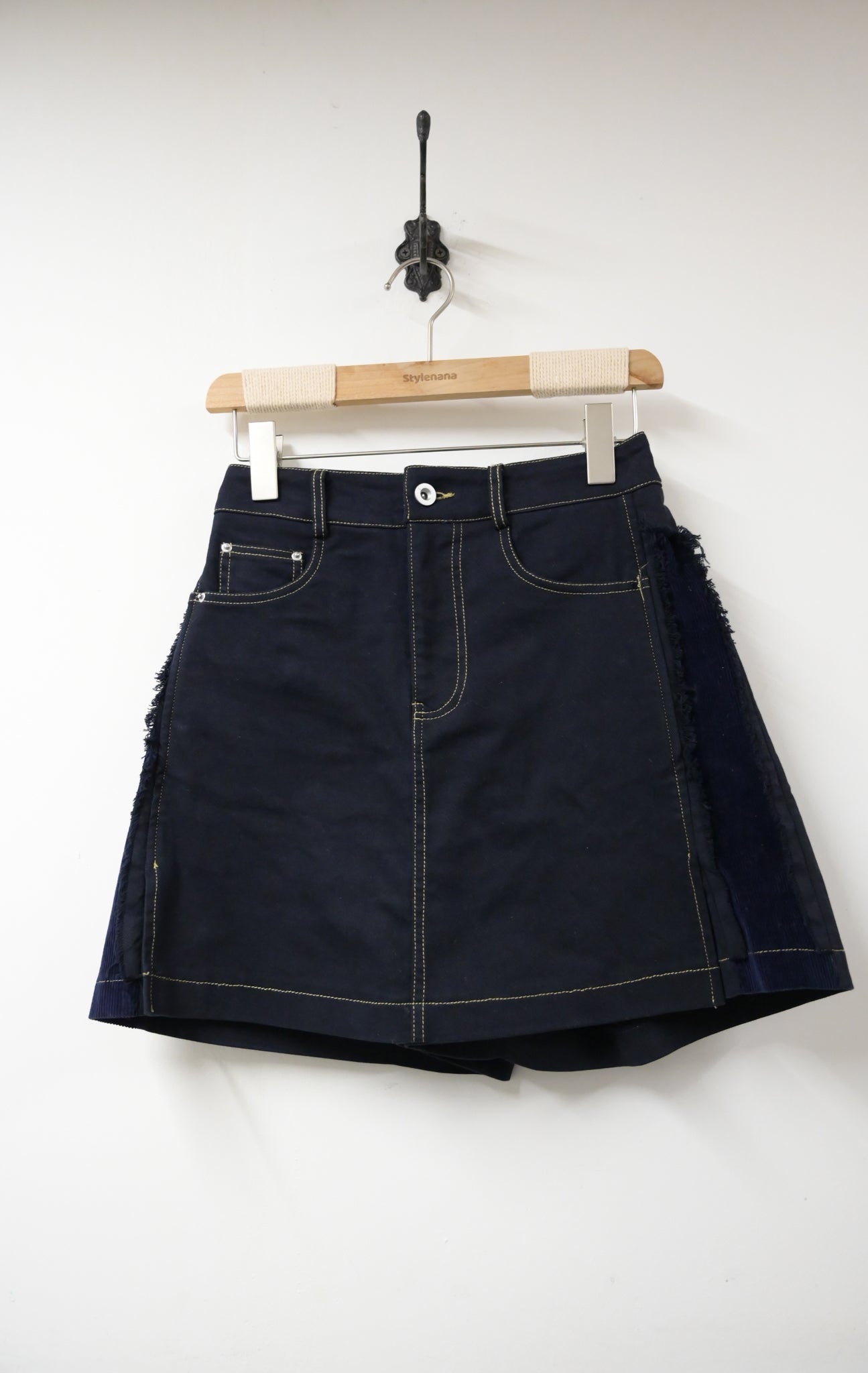 秋冬・側拼布明線扯布假裙褲 2色入 1W00115