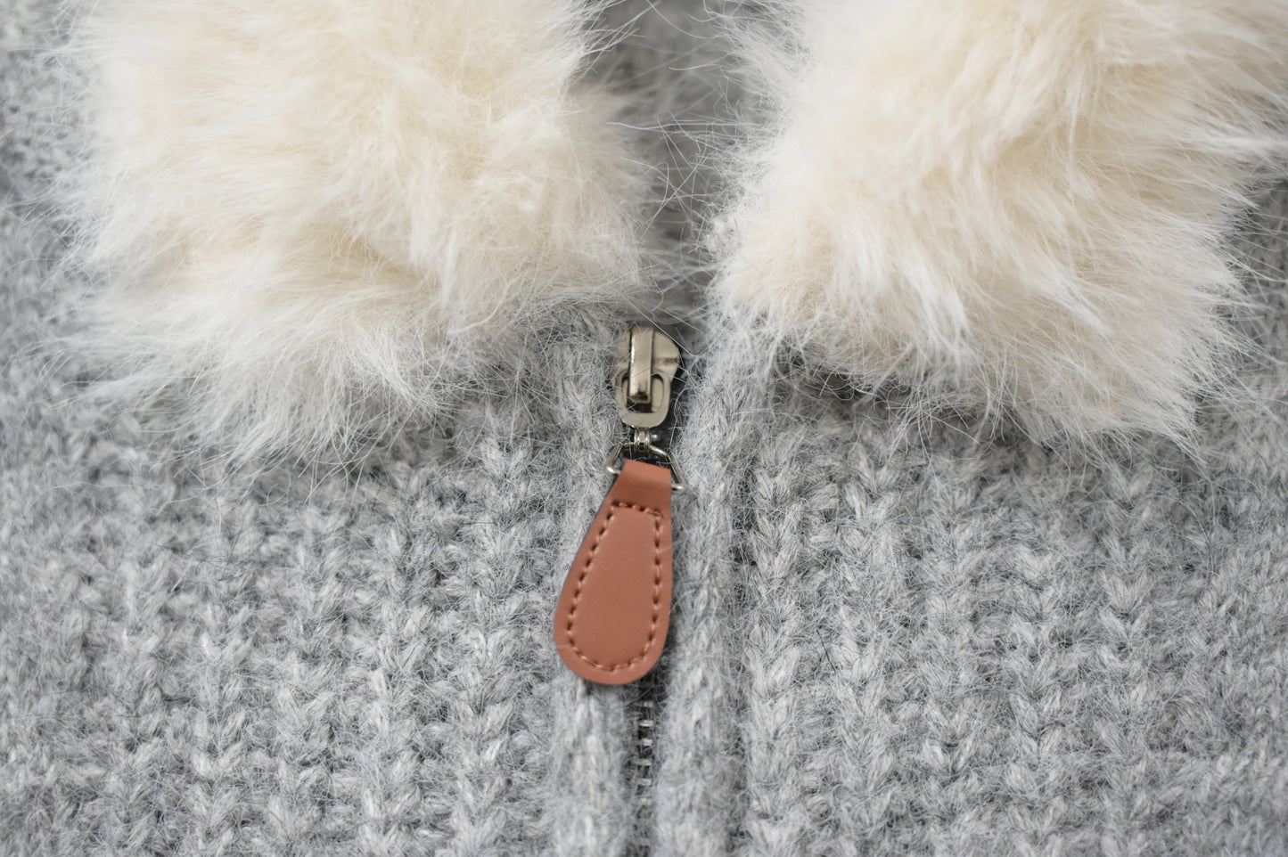 秋冬・毛毛領皮革拉鏈混色冷外套 2色入 1W60120