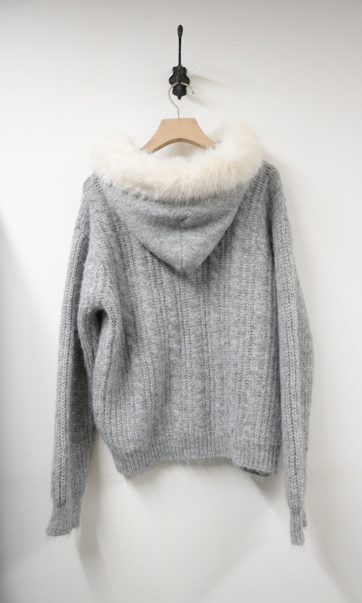 秋冬・毛毛領皮革拉鏈混色冷外套 2色入 1W60120