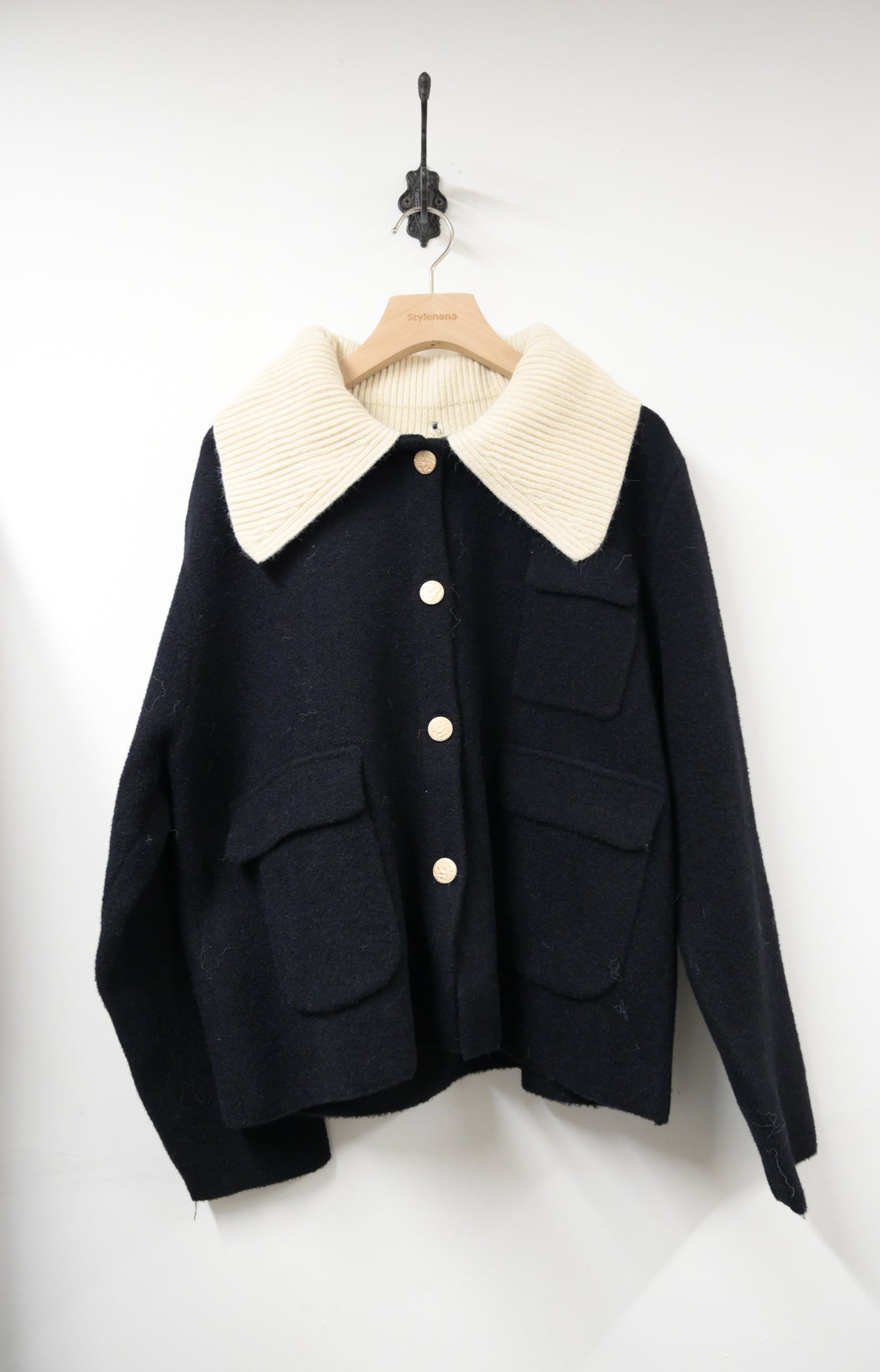 秋冬・可拆領密針織外套 2色入 1W60121