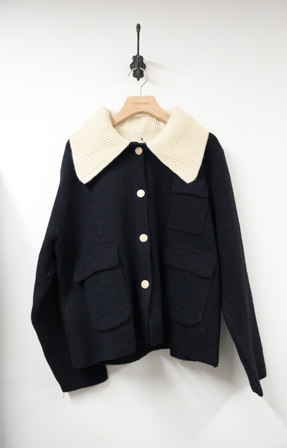 秋冬・可拆領密針織外套 2色入 1W60121