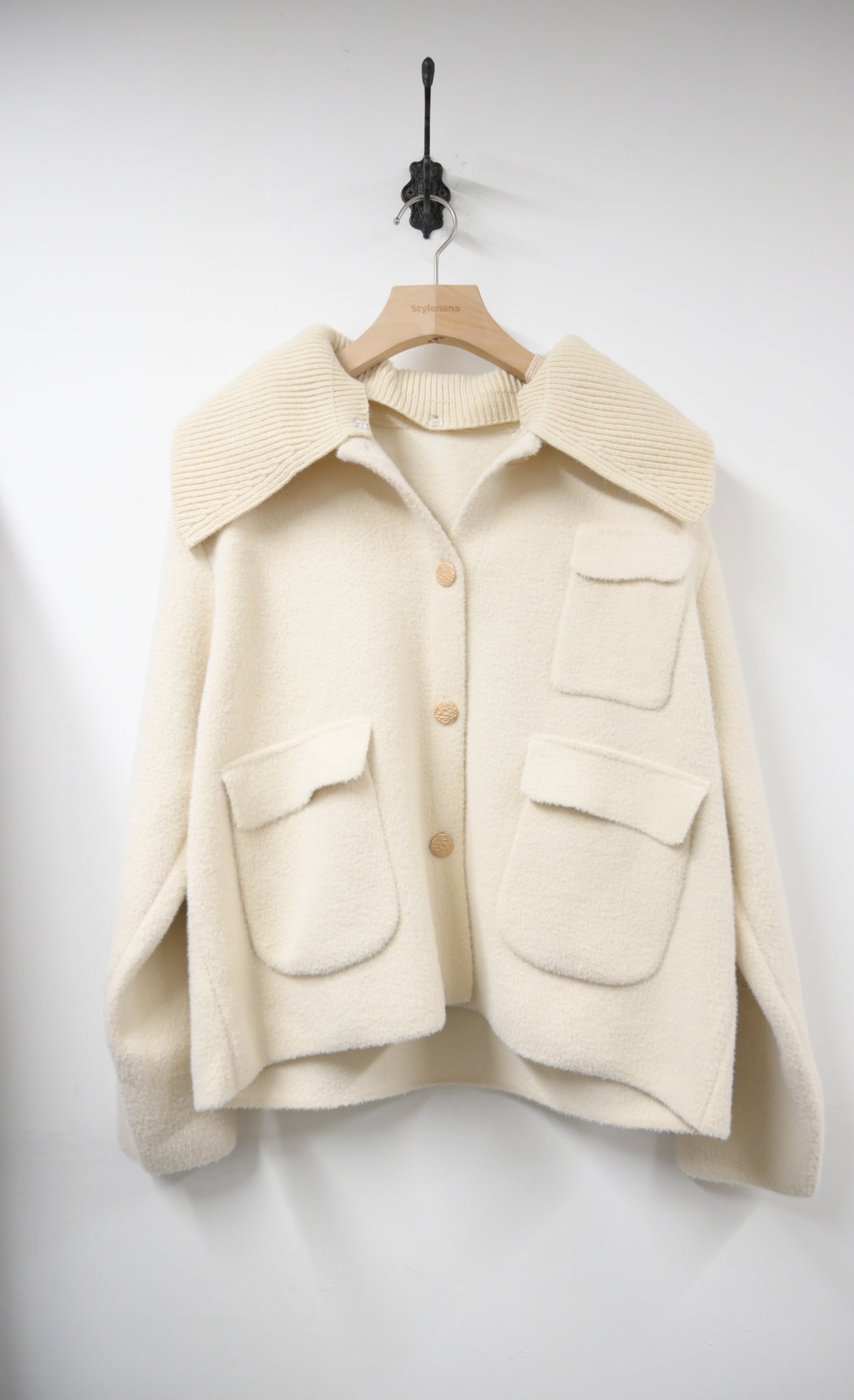 秋冬・可拆領密針織外套 2色入 1W60121