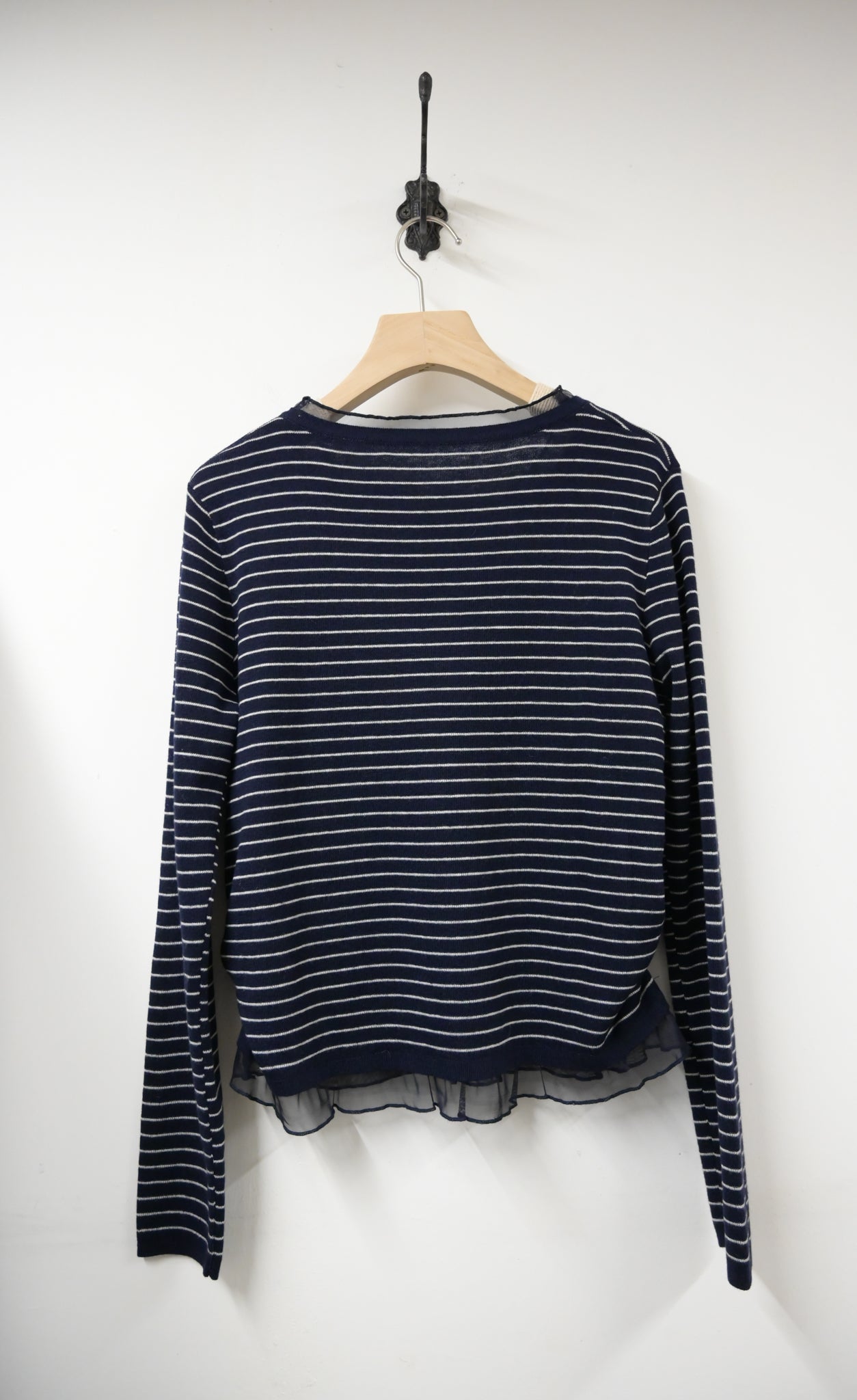 秋冬・透視邊邊橫間針織上衣 2色入 1W60117