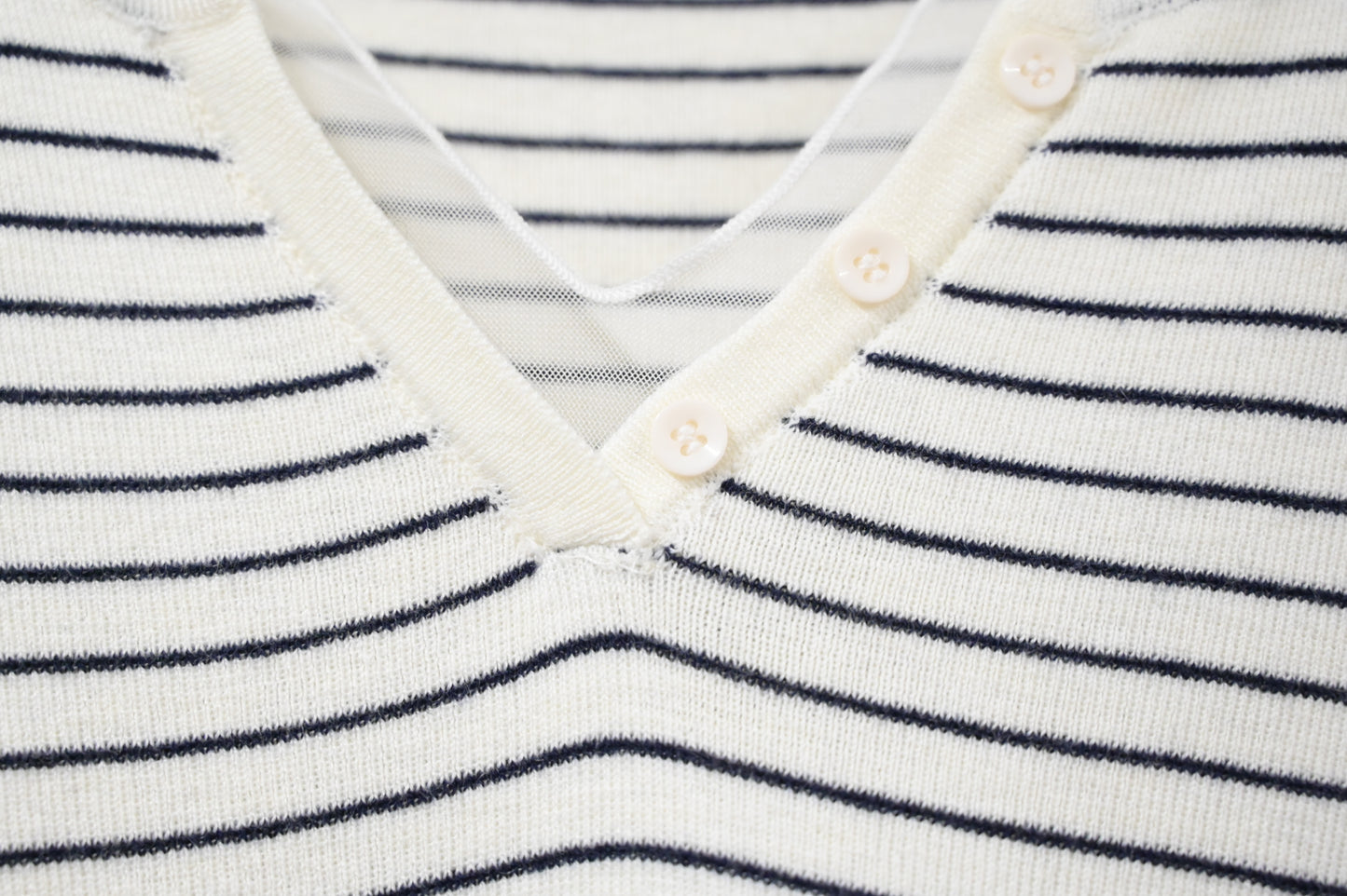 秋冬・透視邊邊橫間針織上衣 2色入 1W60117