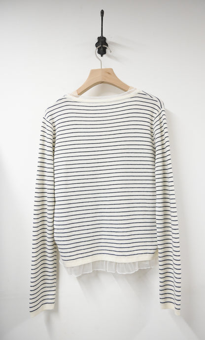 秋冬・透視邊邊橫間針織上衣 2色入 1W60117