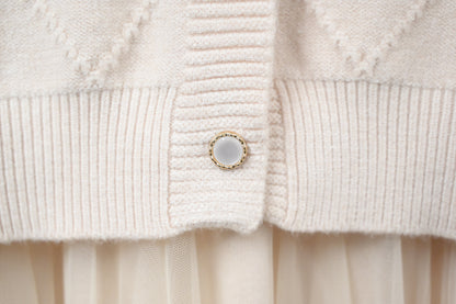 秋冬・甜美風針織紗裙兩件套連身裙 2色入 1W60123