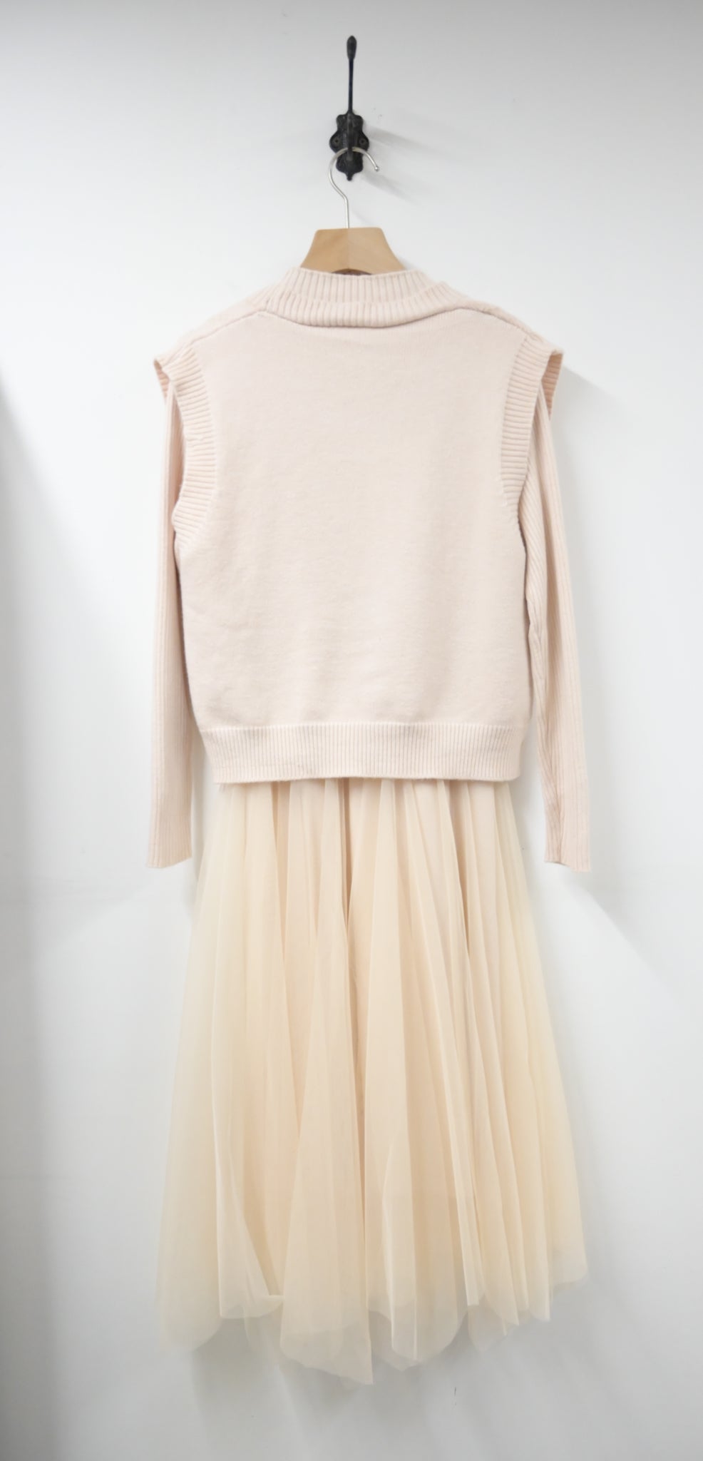 秋冬・甜美風針織紗裙兩件套連身裙 2色入 1W60123