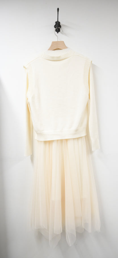 秋冬・甜美風針織紗裙兩件套連身裙 2色入 1W60123