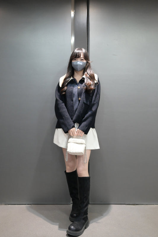 秋冬・可拆領密針織外套 2色入 1W60121