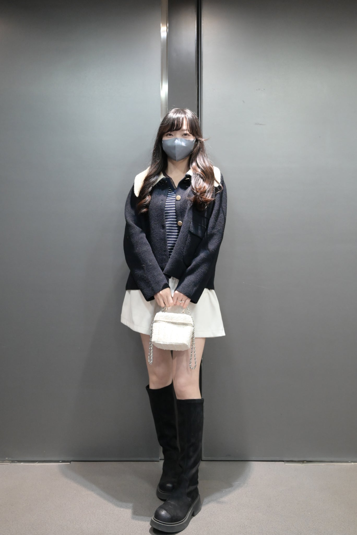 秋冬・透視邊邊橫間針織上衣 2色入 1W60117