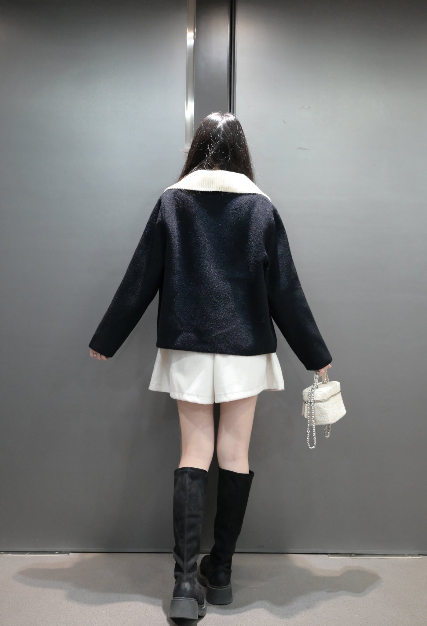 秋冬・透視邊邊橫間針織上衣 2色入 1W60117