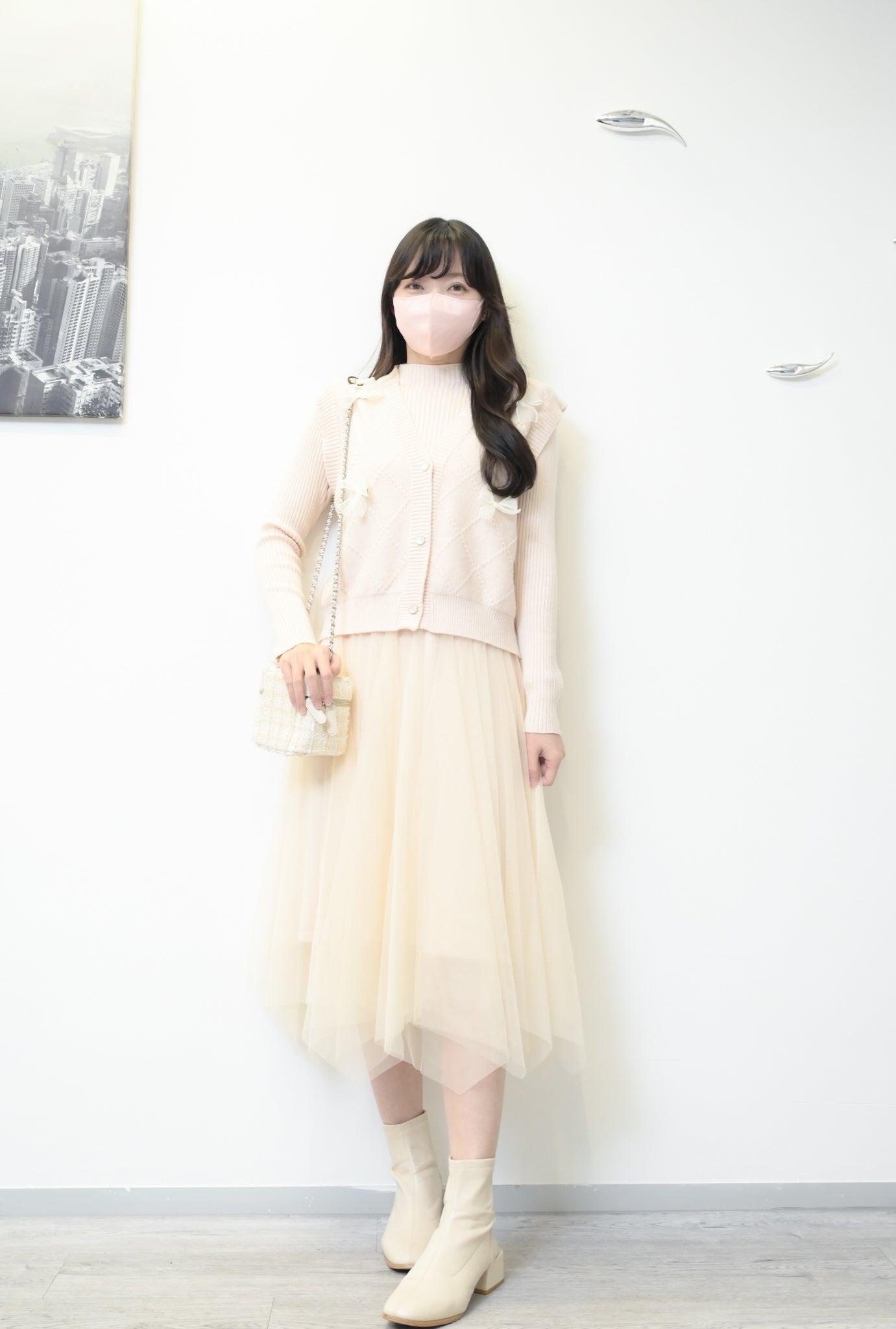 秋冬・甜美風針織紗裙兩件套連身裙 2色入 1W60123