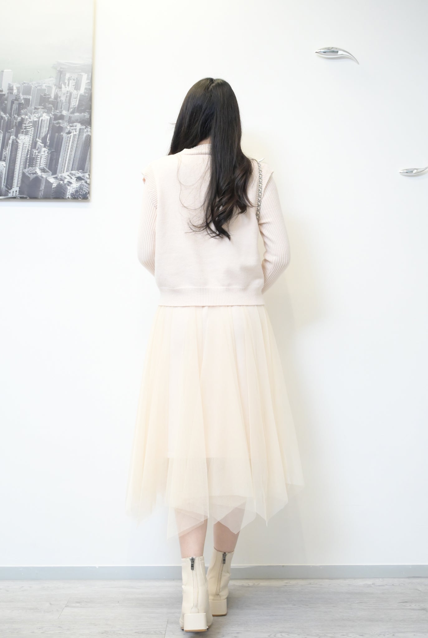 秋冬・甜美風針織紗裙兩件套連身裙 2色入 1W60123