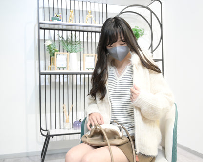 秋冬・毛毛領皮革拉鏈混色冷外套 2色入 1W60120