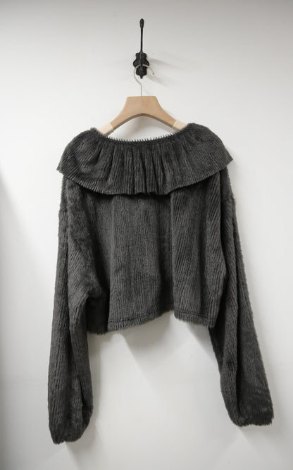秋冬．毛絨絨荷葉領小外套 2色入 1W10129