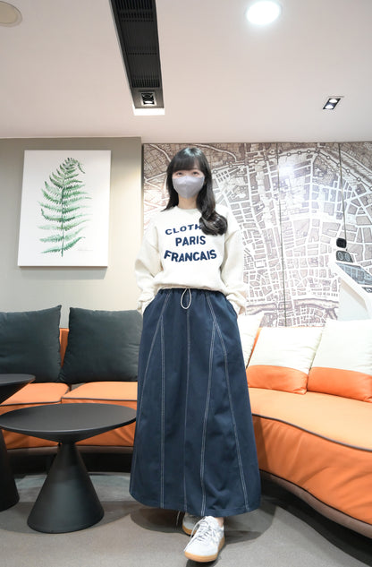 春夏．明線束繩扯布半身裙 3色入 1W60141
