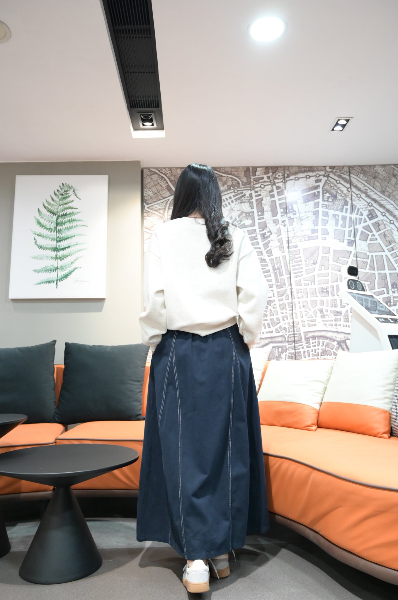 春夏．明線束繩扯布半身裙 3色入 1W60141