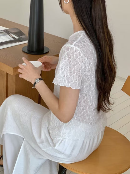 KR直送 透視彈性lace top 2色入 S90418