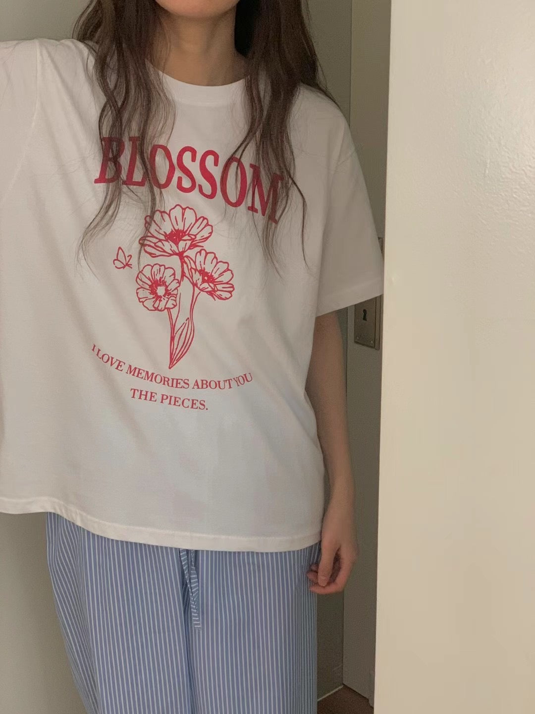 KR直送 純棉寬鬆Blossom Tee 兩色入KR052603