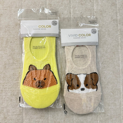 KR直送 動物頭防滑隱形襪 2色入