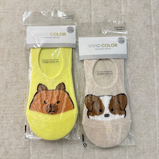 KR直送 動物頭防滑隱形襪 2色入