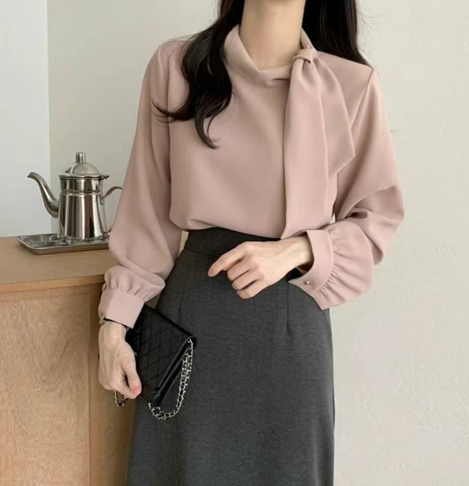 KR直送．側綁斯文金鈕仔厚雪紡 2色入 1W91111