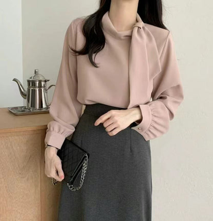 KR直送．側綁斯文金鈕仔厚雪紡 2色入 1W91111