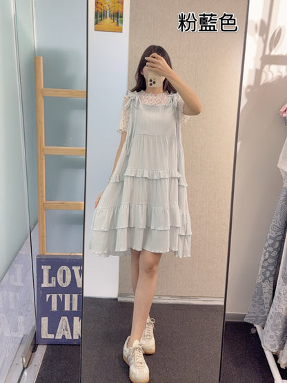夏季・索索肩帶層層蛋糕裙 4色入1S10721
