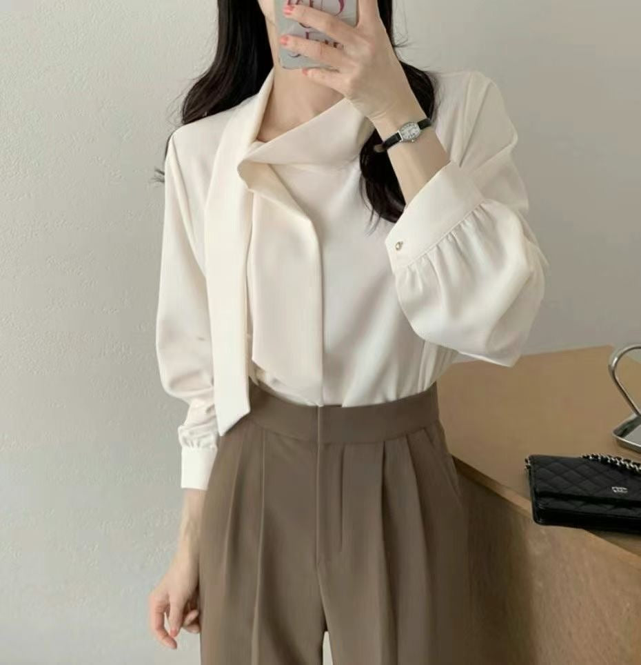 KR直送．側綁斯文金鈕仔厚雪紡 2色入 1W91111