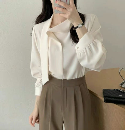 KR直送．側綁斯文金鈕仔厚雪紡 2色入 1W91111