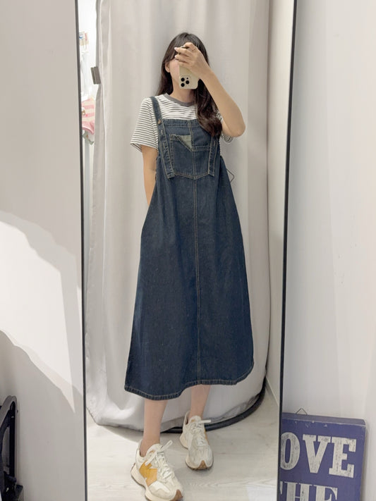 夏季・束邊牛仔背心裙（不連TEE）2色入 S60729