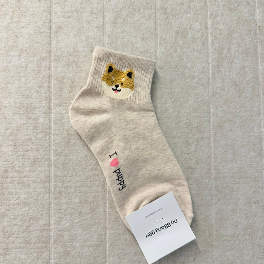 KR直送 柴犬短襪 2色入