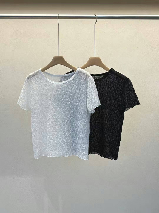 KR直送 透視彈性lace top 2色入 S90418