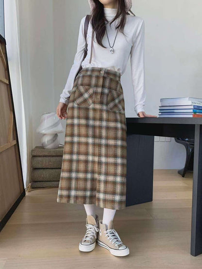 KR直送 直身格仔半身裙 2色入 1W91134